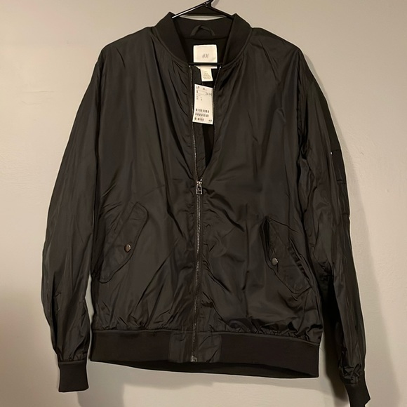 H&M Jackets & Coats Mens Hm Black Bomber Jacket Poshmark